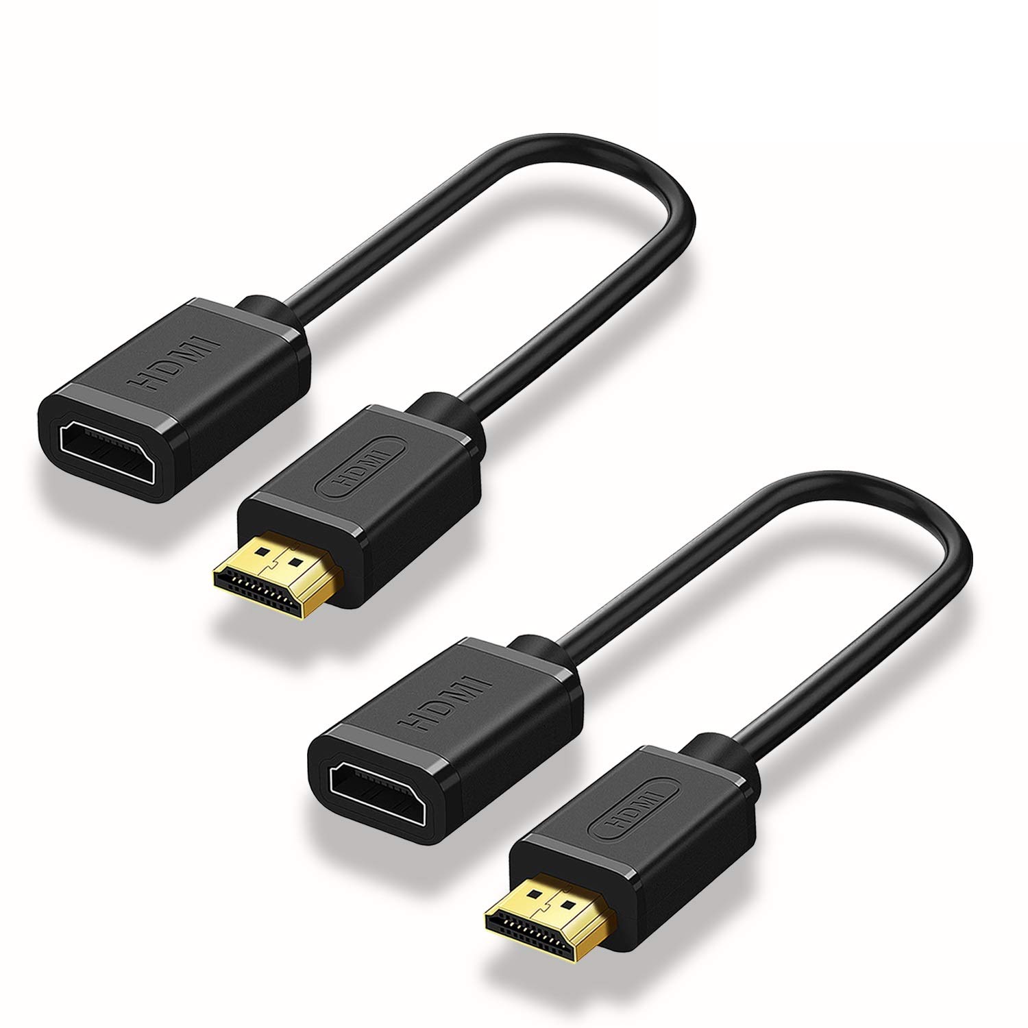 Techrum 2 Pack HDMI Extender, Extension Cable 4K@60Hz 20cm Male to Female Adapter for Fire TV Stick, Roku Stick, Xbox 360, PS4
