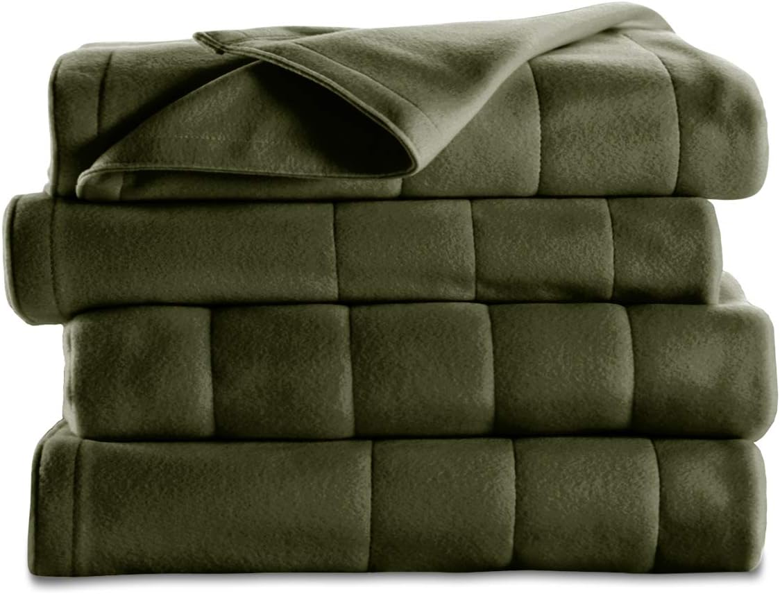 Sunbeam Heated Blanket | 10 Heat Settings, Quilted Fleece, Ivy, Full - BSF9GFS-R622-13A00