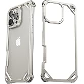 NIFBANG for iPhone 15 Pro Max Bumper Case,Aluminum Thin Slim No Back Phone Cases Compatible with MagSafe,Metal Frameless 4 Corner Airbags Shockproof Protective for iPhone 15 Promax(Natural Titanium)