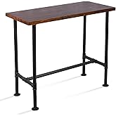 Diwhy DIY Industrial Design Pipe Dining Table Casual Pub BAR Laptop Table Modern Studio Wood and Metal Rectangular Dining Table homeoffice Desk Breakfast high bar Table Brown Desktop 47.3" &times; 23.6"