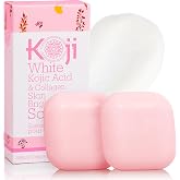 Koji White Kojic Acid &amp; Collagen Skin Brightening Soap for Face &amp; Natural Glowing Skin - Moisturizer, Body Cleansing Bar, Reduce the Appearance of Wrinkles, Vegan, Paraben-Free, 2.82 oz (2 Bars)