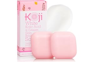 Koji White Kojic Acid & Collagen Soap, Cleansing Bar for Face and Body, Vegan Soap, 80g (2 Bars)