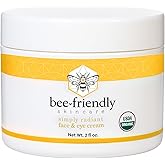BeeFriendly Organic Face and Eye Cream, USDA Certified Organic Facial Moisturizer, All In One Natural Face, Eye, Neck, Decollete Cream Reduces Wrinkles & Lines, 2 oz