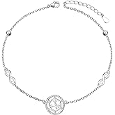 Ladytree S925 Sterling Silver Sigil of Lilith Infinity Anklet Bracelets Link Jewelry Gifts for Women Chain 9+1.5 inches