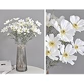 NatureMan 4 Pcs Artificial Wild Flower Fake Cosmos Silk Flower for Wedding Table Centerpieces Home Kitchen Garden Decor 23.6'' High (White)