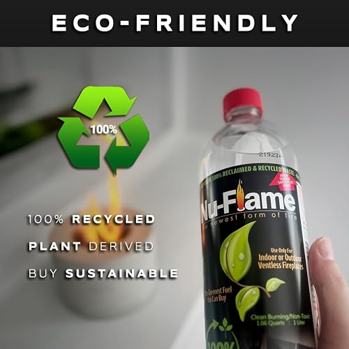 Nu-Flame Bio Ethanol Fuel 3-Pack (1 Liter Each) - Smoke-Free, Odorless, Eco-Friendly For Ventless Fire Pits