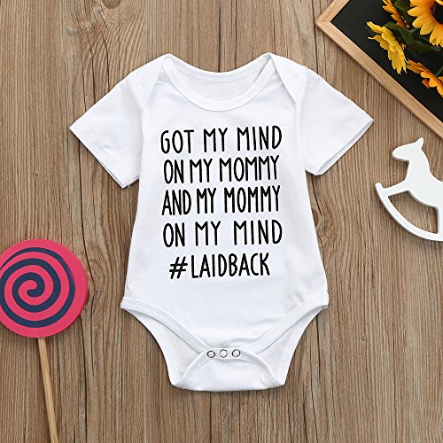 Clearance Sale 0-24 Months Newborn Infant Baby Kids Girl Boy Letter Print Romper Jumpsuit Sunsuit Outfits Clothes (White A, 12-18 Months)