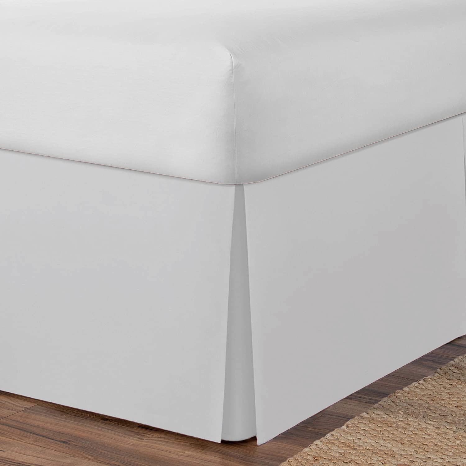 AmigoZone Plain Cotton Percale Platform Base Valance Pleated (Silver, Single)