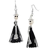 Witch Halloween Earrings Skull Skeleton Tassel Earrings for Women Girls, Witch Accessories Gothic Jewelry