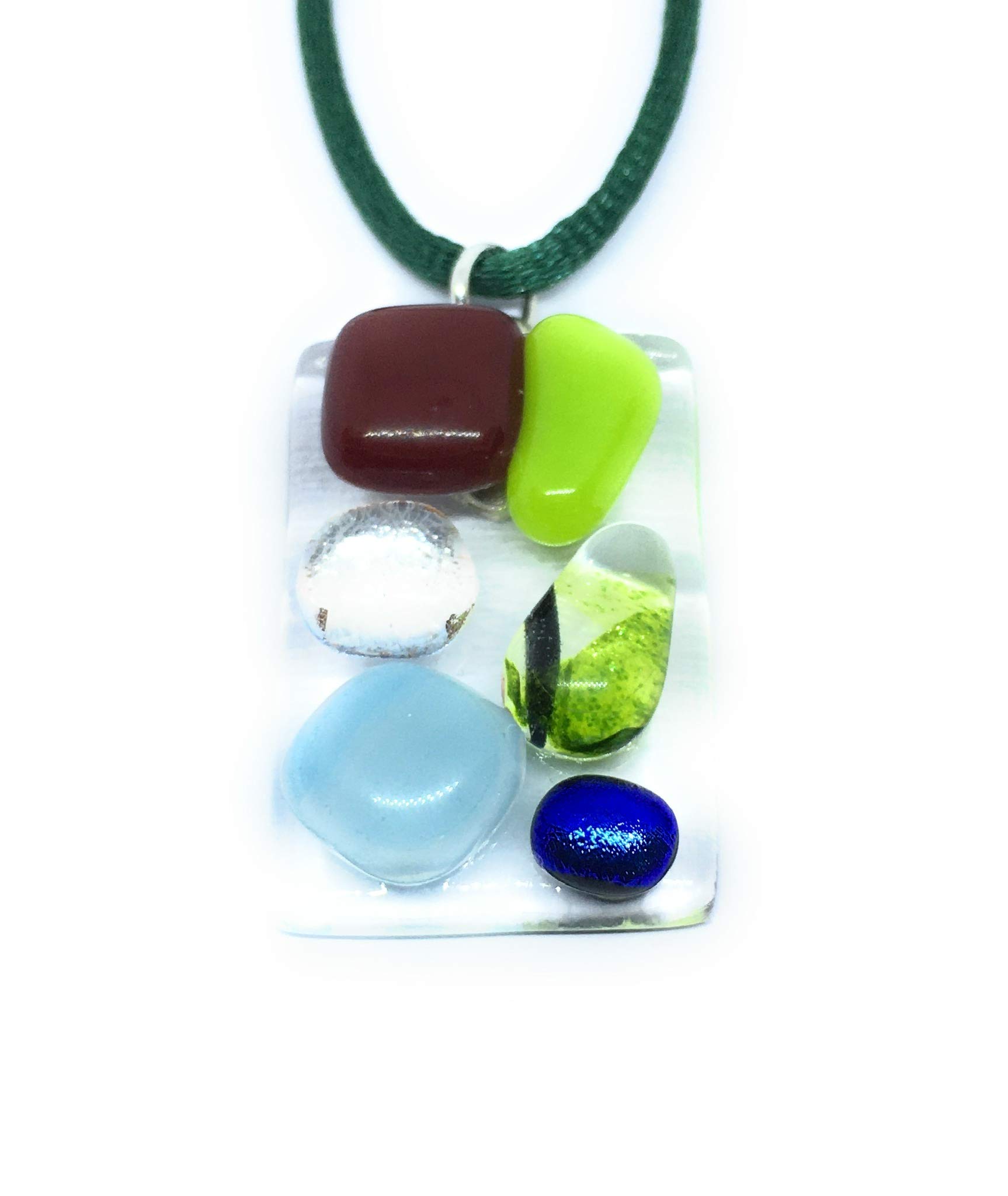 Glass Pendant, Dichroic Glass Pendant, Handmade Glass Pendant, Rainbow Pendant, Multicoloured Pendant, Mosaic Pendant, Heart Pendant, 3cm x 2cm