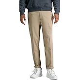 Haggar Mens Premium No Iron Khaki Slim Fit Flat Front Casual Pant