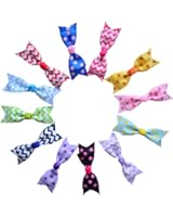 Qandsweet Baby Girl's Mini Ribbon Hairpins Babby Pins (12 Candy Styels)