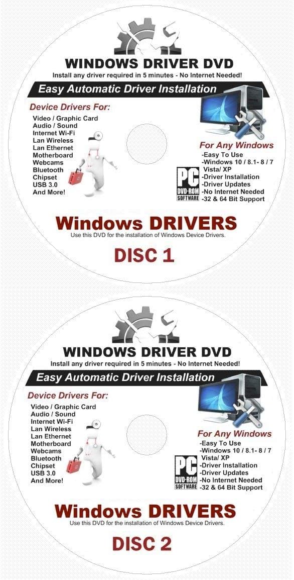 2022 Automatic Driver Recovery [Disc 1 & Disc 2] Drivers for Windows 10, 8.1, 7, Vista, XP Supports Dell HP Gateway Toshiba Gateway Acer Asus Samsung MSI Lenovo Sony IBM Compaq eMachines ⭐️⭐️⭐️⭐️⭐️