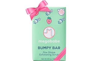 Megababe Bumpy Bar | Pre-Shave Exfoliating Scrub | with Shea Butter, Strawberry Fruit Extract & Ceramides | 4.5 oz