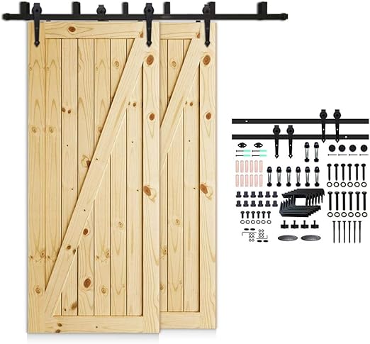 Amazon Com Ccjh 19ft Bypass Double Door Sliding Barn Door