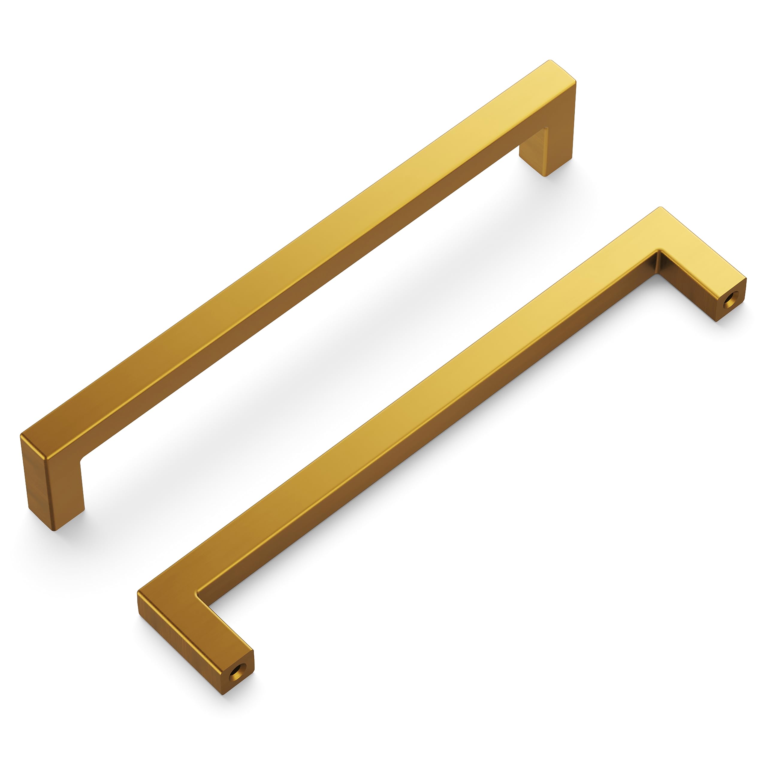 Hickory Hardware Solid Core Kitchen Cabinet Pulls, Luxury Cabinet Handles, Hardware for Doors & Dresser Drawers, 6-5/16 Inch (160mm) Hole Center, Brushed Golden Brass, Skylight Collection(Pack of 1)