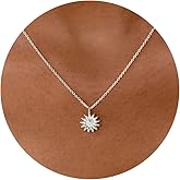 GUOKE Silver Necklace for Women, 14K White Gold Plated Dainty Infinity Bead Star of David Starfish Sun Hummingbird Butterfly Flower Palm Tree Plane Sunflower Pendant Necklaces Simple Jewelry