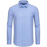 EOUOSS Mens Dress Shirts Stretch Long Sleeve Button Down Shirts Print Regular Fit Casual Busines Shirt