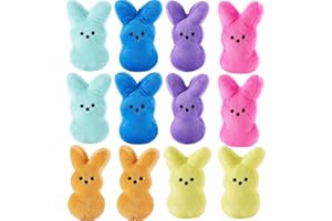 vizethru 12 pcs Easter Bunny Plush Toys Decorations Cute Animal Bunny Stuffed Doll Easter Basket Stuffers Gift for Kids (6 inches)