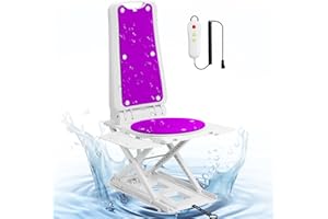OFCESW Waterproof Electric Bathtub Lift, Collapsible Bath Lift with Non-Slip Suction Cups, 360°Swivel seat Cushion, Lift for Elderly from Floor, Support Max 308 LBS, Safety and Waterproof Design (Purple)
