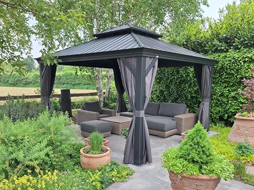 PURPLE LEAF 12'x12' Hardtop Gazebo with Galvanized Steel Roof, Gray image 29