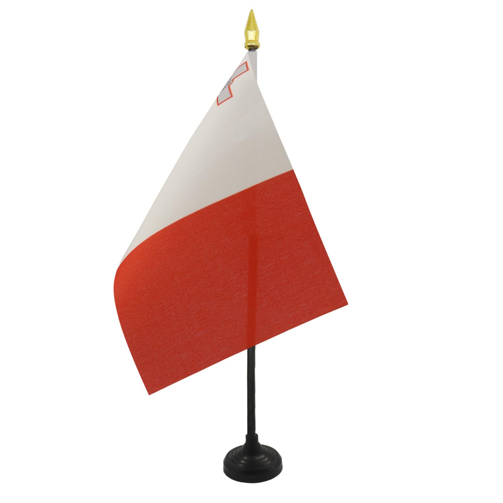 AZ FLAG - Malta Table Flag 4'' x 6'' - Maltese Mini Desk Flag 100% Polyester 15 x 10 cm - Office Mini Banner with 10'' Pole - Golden Spear