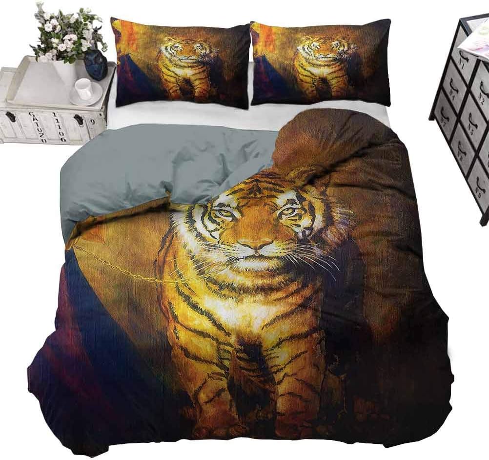 Quilt Cover Set Safari, Animal on Leash Oil Painting Modern Simple Quilt Cover Soft Lightweight Comfortable Queen - 90 x 90 Inch