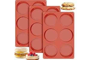 Ocmoiy 4 Inch Silicone Egg Molds for Baking/Jumbo Muffin Top Pans, 3 Pack Non-Stick Large Disc Shape Round Molds for Hamburger Bun, English Muffin, Tarts, Pies, Corn Bread, Egg Sandwich Breakfast