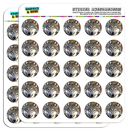 Gray Wolf with Fall Background 1" Planner Calendar Scrapbooking Crafting Stickers - Opaque