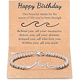 Joyandcelet Birthday Gifts for Women - Through The Waves of Life, Happy Birthday Bracelet for Women Mom Friend Sister Daughter Grandma, Unique Gifts Jewelry