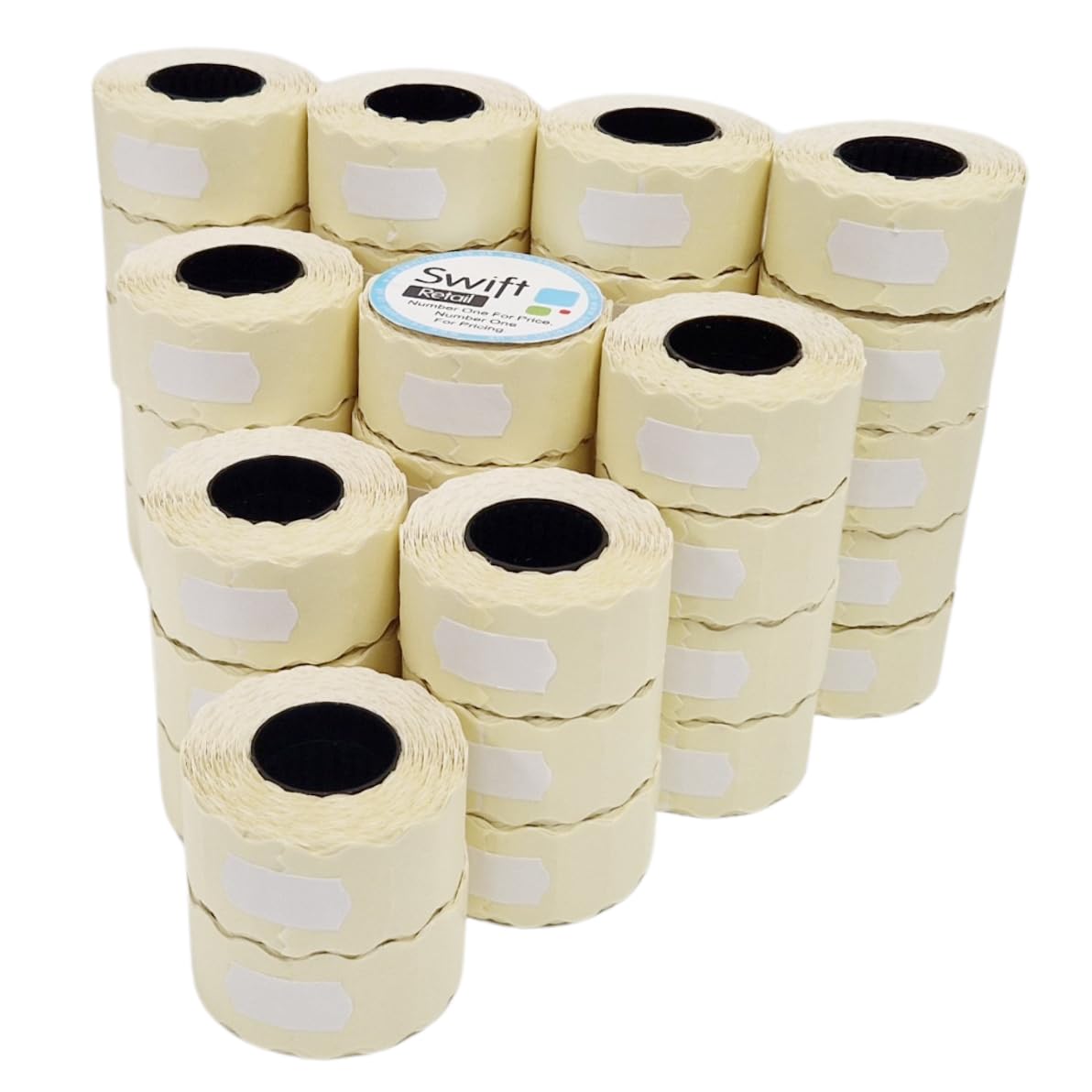 Swift 26 x 12 mm Price Gun Labels White 40 Rolls 40,000 Stickers CT4 Wavy Edge Pricemarking Tags Fits Many Pricing Labellers