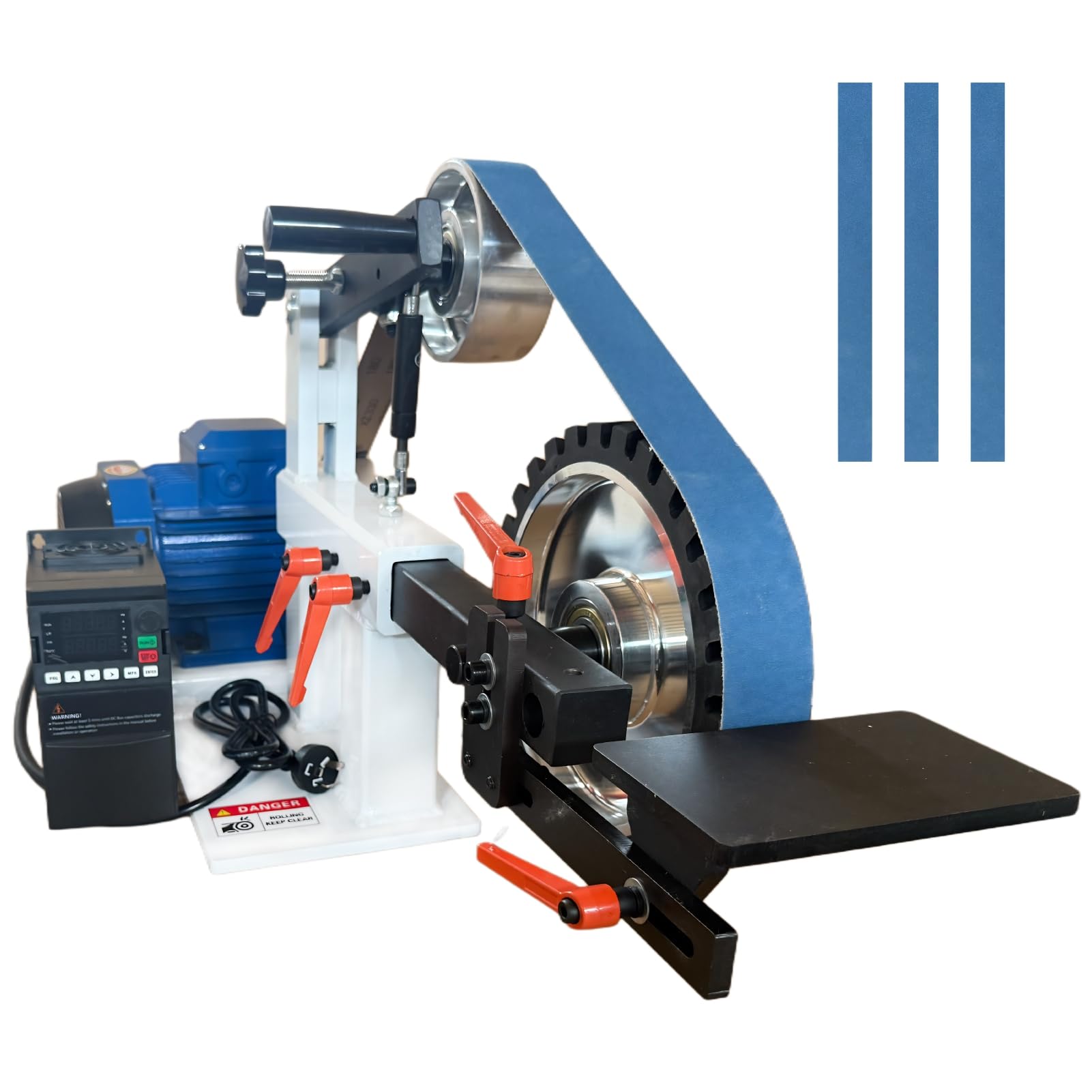 Photo 1 of Belt Grinder Sander, 1500W 2HP Polishing Grinding Machine, 72x2 Inch Belts,Variable Speed Belt Polisher with VFD, 3 Grit Options, Arc/Circular/Flat Grinding, Industrial Metal Working Machine