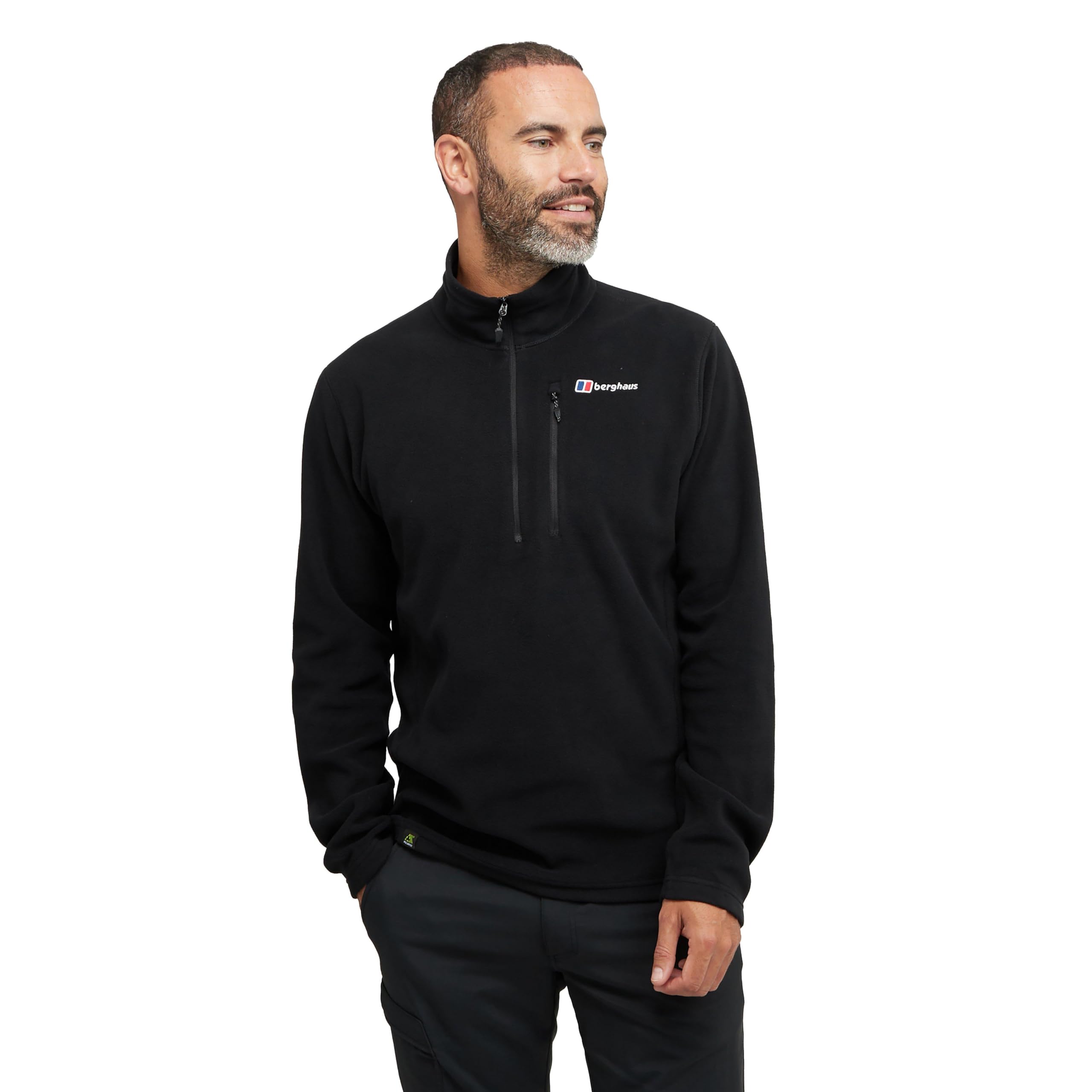 Berghaus Men's Prism Micro Polartec Fleece Half Zip Jacket Fleece Half Zip, Black/Black, XL