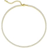 LULII Tennis Necklace Bracelet for Women, Dainty Sterling Sliver Choker Necklace Crystal Link Bracelet Stud Earrings for Women Wedding Jewelry for Bride Jewelry Set Accessories