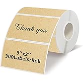 Starboling 3" x 2" Thermal Labels,Self-Adhesive Rectangle Thermal Printer Sticker,for Price,Barcode,Mailing,Name（Kraft）