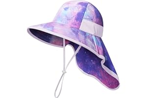 icolor Kids Sun Hat UPF50+ Sun Protection Bucket Hat Toddler Summer Beach Play Hats with Neck Flap for Girl Boy Ages 3~10