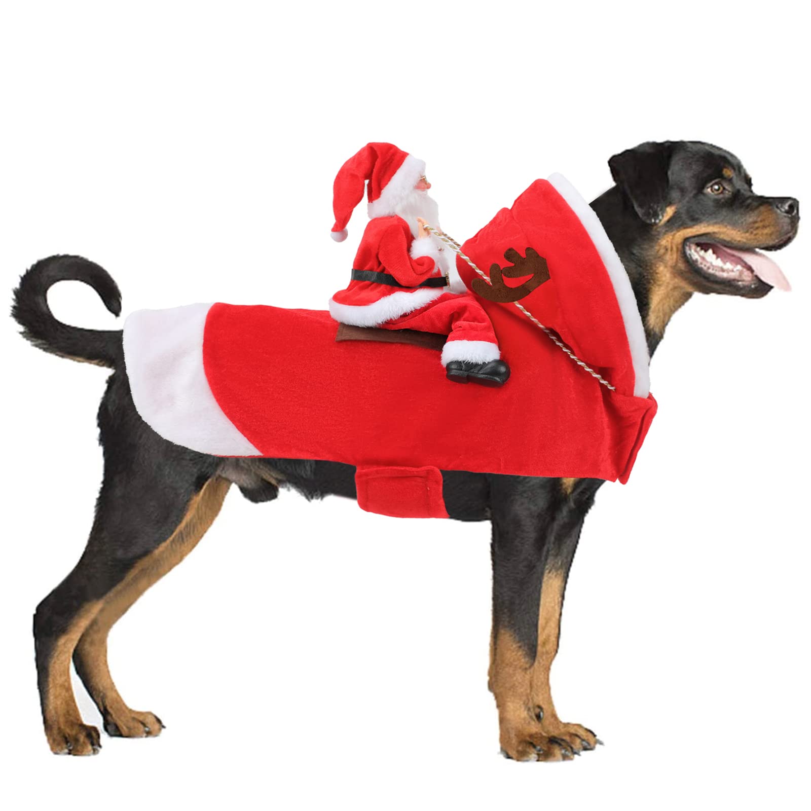 RANYPET Santa Dog Costume Christmas Pet Clothes Santa Claus Riding Pet Cosplay Costumes Party Dressing up Dog Outfit for Small Medium Large Dogs L — image 1