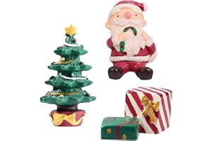 BicVaken 3 Pcs Christmas Aquarium Decoration - Cute Resin Ornament Fish Tank Decoration, Santa Christmas Tree Statue Supplies for Reptile House Cave Aquarium Xmas Decor