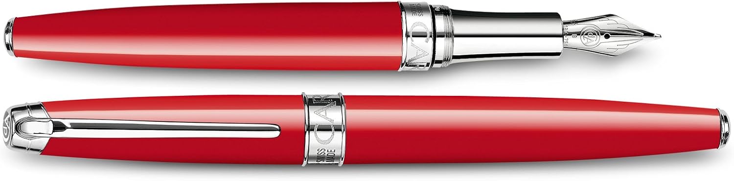 Caran d'Ache Leman Silver Plated Medium Fountain Pen - Red - Image 5