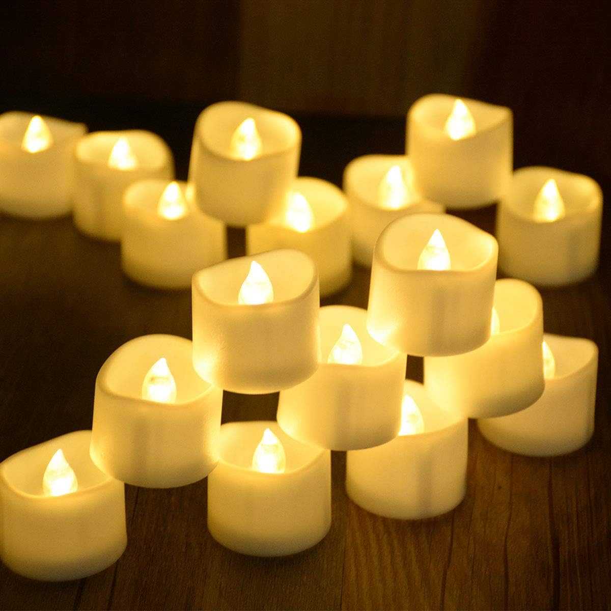 24 Pack Battery Operated Flickering LED Tea Lights Candles Flameless