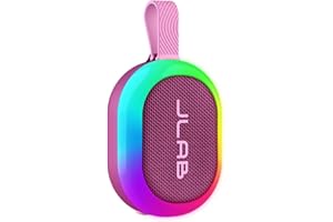 JLab Pop Party Portable Bluetooth Speaker, Mulberry, 8+ Hours of Playtime, IP55 Waterproofing, Detachable Loop Handle, Customizable RGB LED Lighting, Lab Sync Up to 100 Speakers, Custom Sound in-App