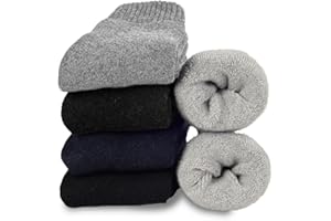 Josnown 5 Pairs Wool Socks Mens, Thick Warm Winter Thermal Hiking Socks, Soft Cozy Boot Socks