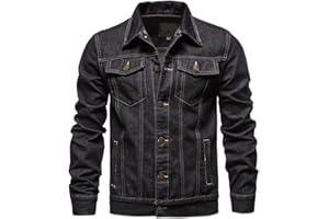 JMSUN Men's Long Sleeve Button Down Denim Jacket Fashion Fried Street Lapel Denim Jacket