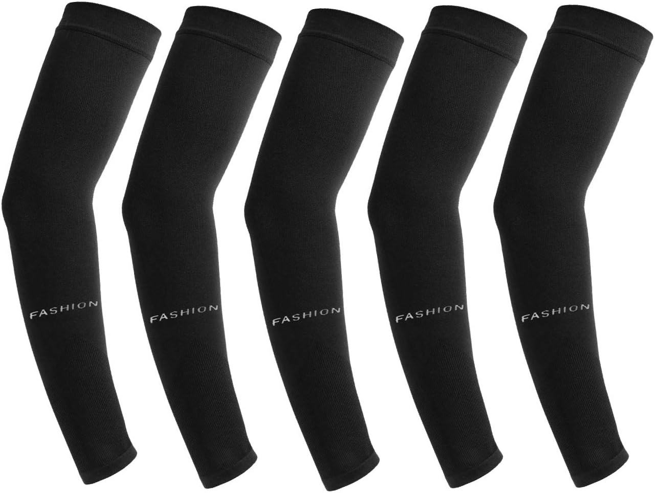 5 Pairs UV Protection Sun Block Compression Cooling Long Arm Sleeves Cover Warmers for Men Women, Cycling Running Driving Golf Outdoor Sports