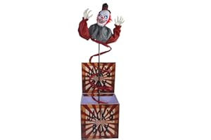 Haunted Hill Farm Life-Size Talking Clown Jack in The Box, Halloween Animatronic with Motion and Touch Activated Lights and Sounds, Battery Operated Indoor or Covered Outdoor Halloween Decorations