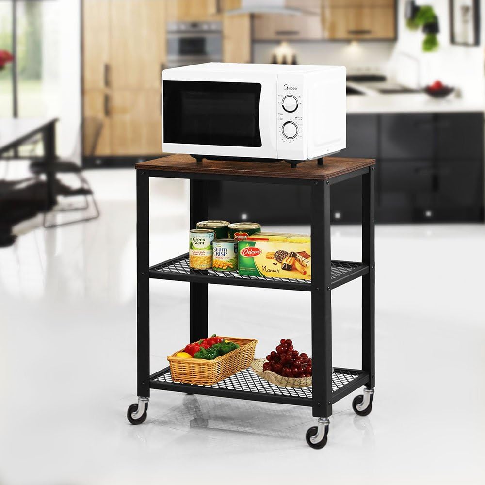 VASAGLE Standing Baker's Racks, 30.6"H, Rustic Brown - Bar & Serving Carts