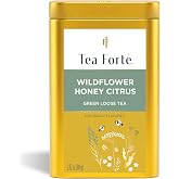 Tea Forte Wildflower Honey Citrus Loose Leaf Tea Canister | Makes 35-50 Cups, Handcrafted Loose Leaf Green Tea Blend, Airtight Decorative Canister, Premium Gift for Tea Lovers