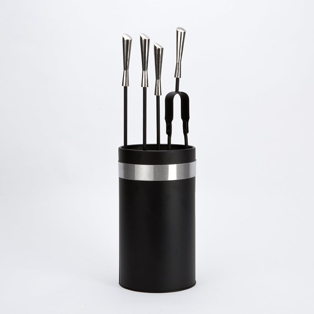Inglenook Fireside Companion Tool Set Black/White 5 Piece Cast Iron Steel