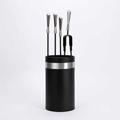 Inglenook Fireside Companion Tool Set Black/White 5 Piece Cast Iron Steel
