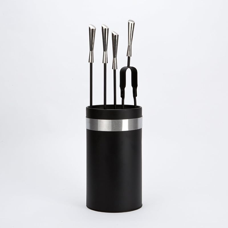 Inglenook Fireside Companion Tool Set Black/White 5 Piece Cast Iron Steel